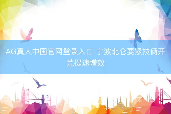 AG真人中国官网登录入口 宁波北仑要紧技俩开荒提速增效